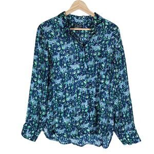 J. Crew Womens Button Up Top 6 Green Blue Leopard Funky Print Boho Chic Shirt